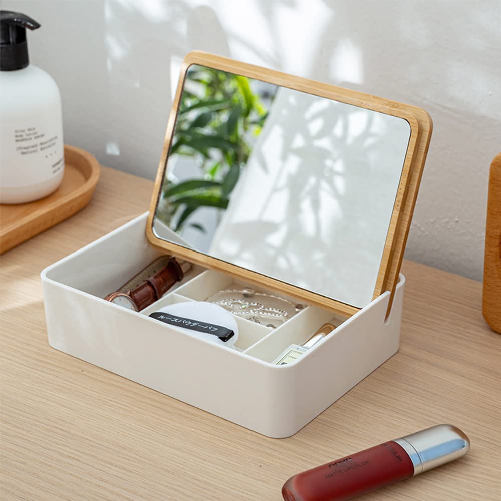 Amazon.co.jp: IwaiLoft 卓上 収納ケース 鏡付き アクセサリーケース